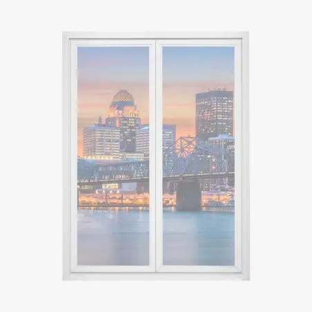 Pegatina para ventana amanecer sobre el skyline de Louisville – Pixers®