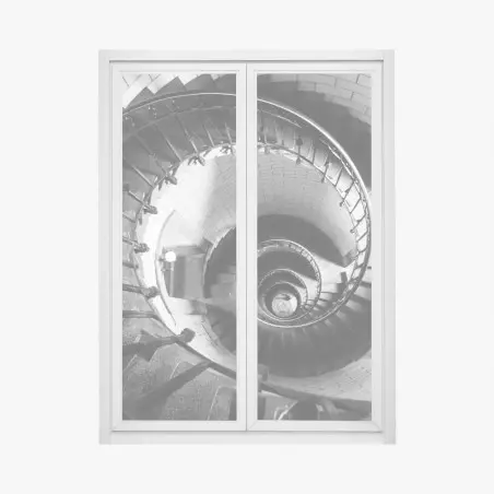 Pegatina para ventana escalera en espiral en blanco y negro – Pixers®