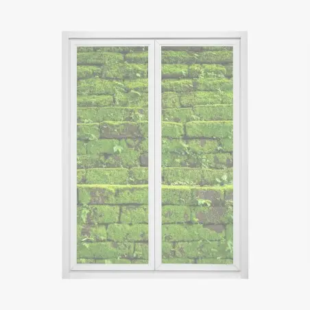 Pegatina para ventana muro verde cubierto de musgo rústico – Pixers®