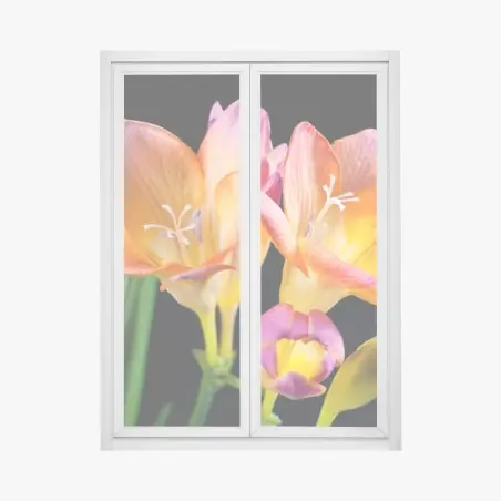 Pegatina para ventana fresias anaranjadas sobre fondo negro – Pixers®