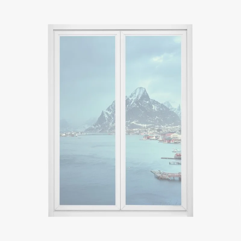 Pegatina para ventana serenidad ártica en Reine, Lofoten, Noruega