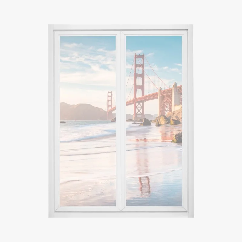 Pegatina para ventana amanecer en el puente Golden Gate
