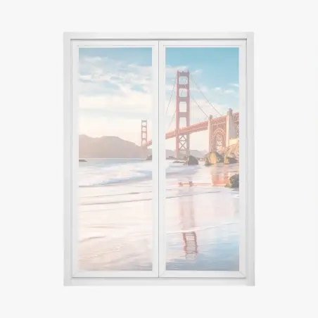 Pegatina para ventana amanecer en el puente Golden Gate – Pixers®