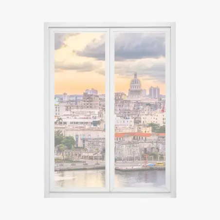Pegatina para ventana amanecer sobre el centro de La Habana – Pixers®
