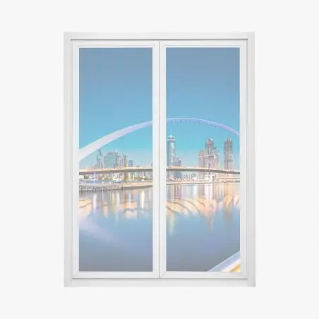 Pegatina para ventana atardecer en Dubai con puente de la tolerancia – Pixers®