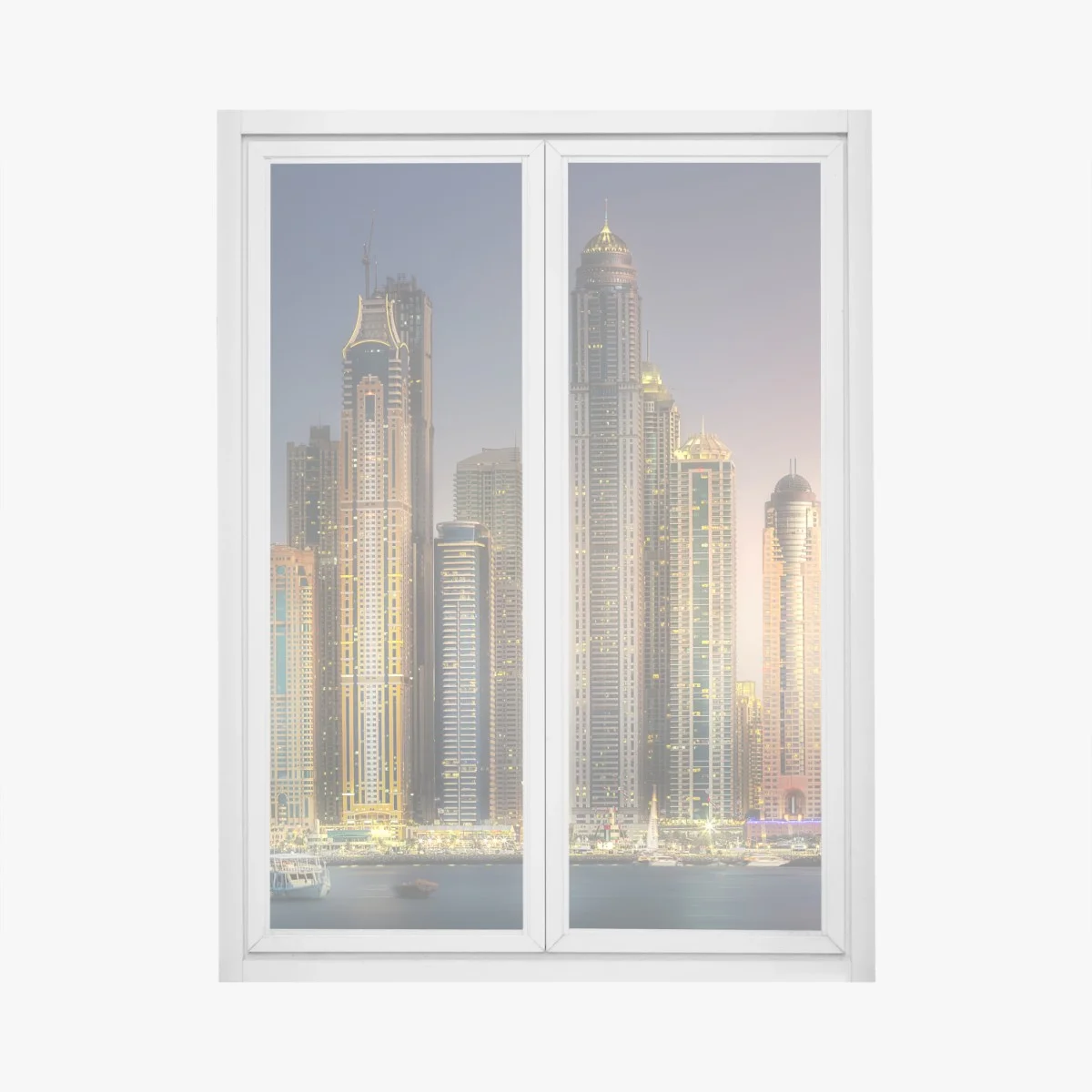 Pegatina para ventana impresionante horizonte de Dubái al atardecer – Pixers® Pegatina para ventana impresionante horizonte de Dubái al atardecer – Pixers®