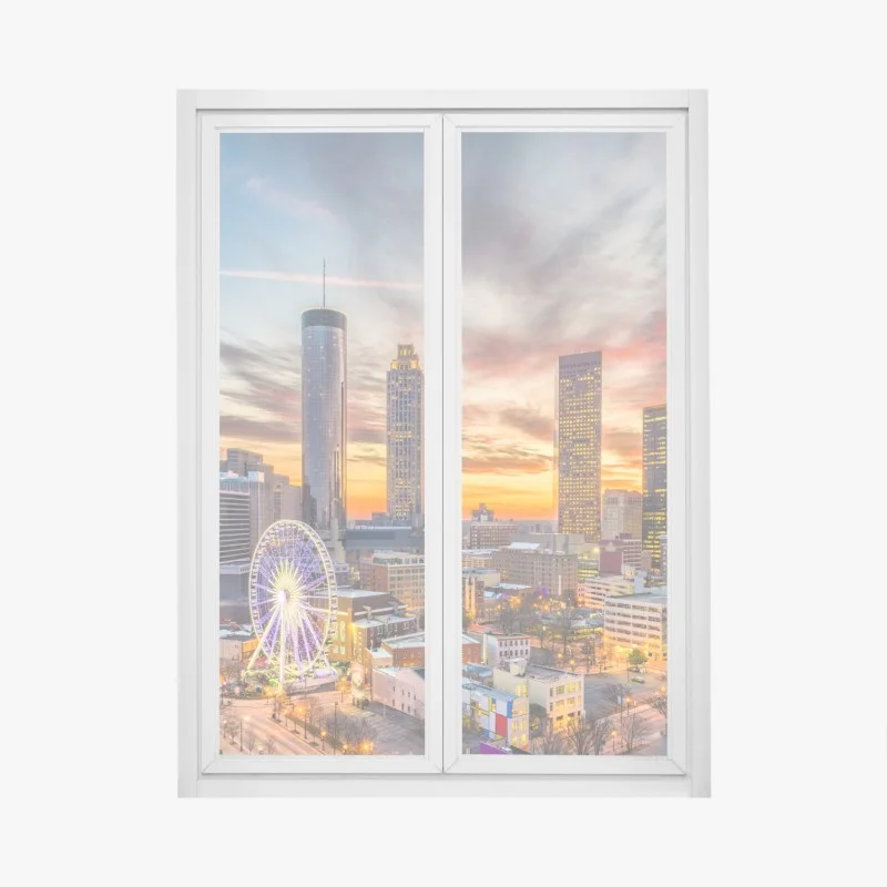 Pegatina para ventana skyline de Atlanta al atardecer