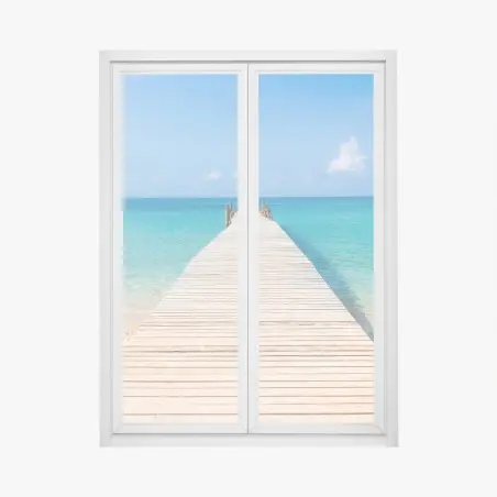 Pegatina para ventana muelle hacia el mar turquesa – Pixers®