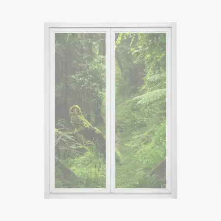 Pegatina para ventana bosque encantado: sendero entre musgo y helechos – Pixers®