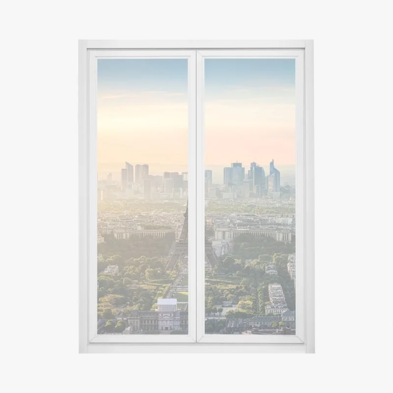 Pegatina para ventana amanecer sobre la Torre Eiffel