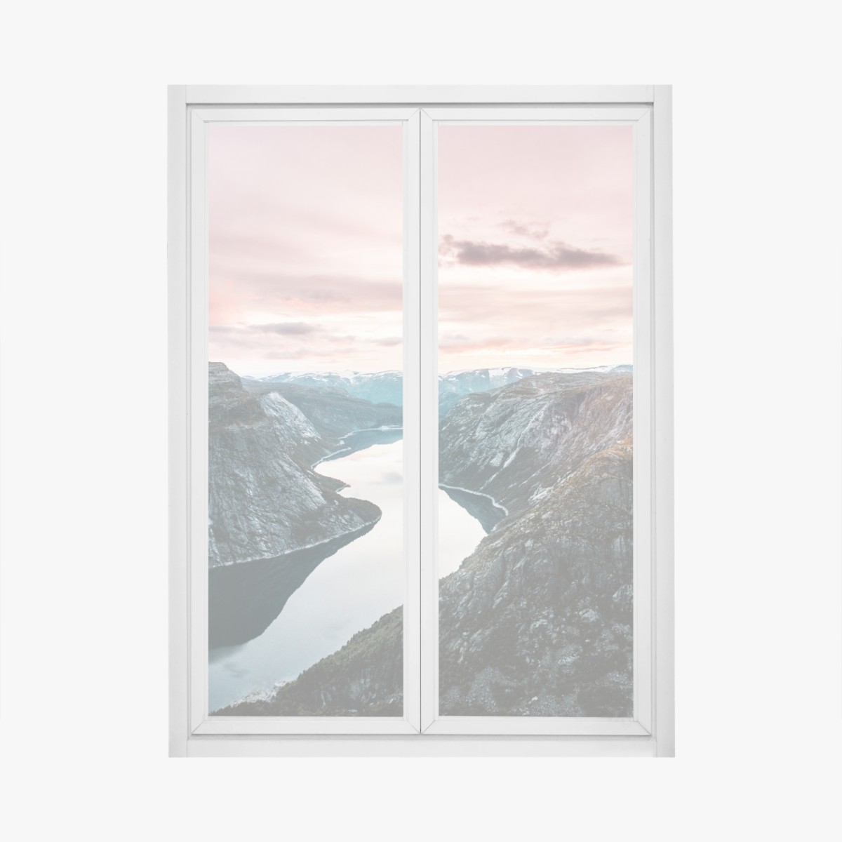 Pegatina para ventana atardecer en el fiordo – Pixers®