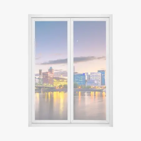 Pegatina para ventana atardecer en Portland sobre el río Willamette – Pixers®