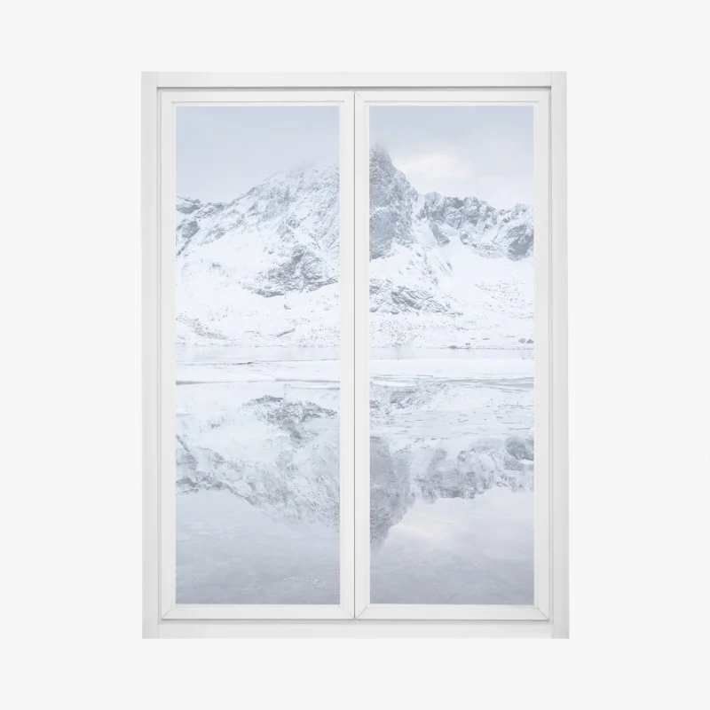 Pegatina para ventana reflejo helado en las montañas de Noruega