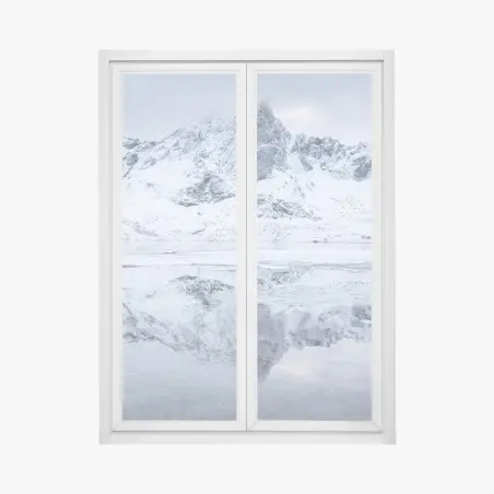 Pegatina para ventana reflejo helado en las montañas de Noruega – Pixers®