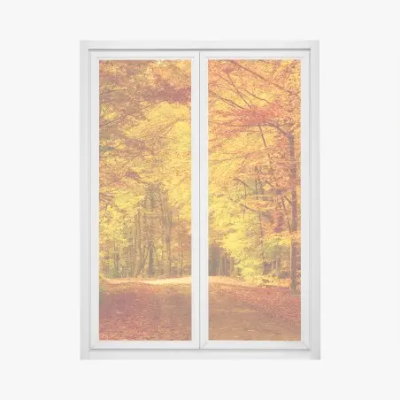 Pegatina para ventana bosque otoñal en tonos dorados – Pixers®