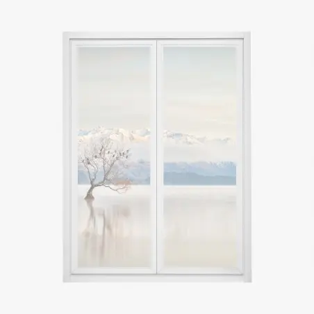 Pegatina para ventana escena invernal en lago Wanaka – Pixers®