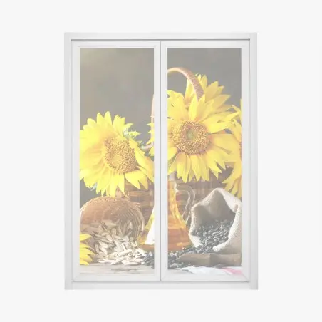 Pegatina para ventana girasoles y semillas: composición rústica y soleada – Pixers®