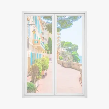 Pegatina para ventana paseo mediterráneo junto al mar – Pixers®