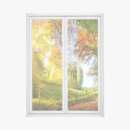 Pegatina para ventana camino dorado de otoño entre los árboles – Pixers®