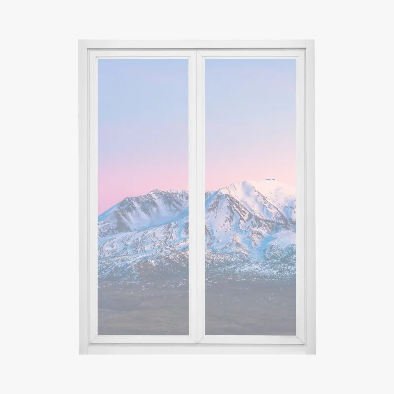 Pegatina para ventana silencio nevado de Mount St. Helens al atardecer