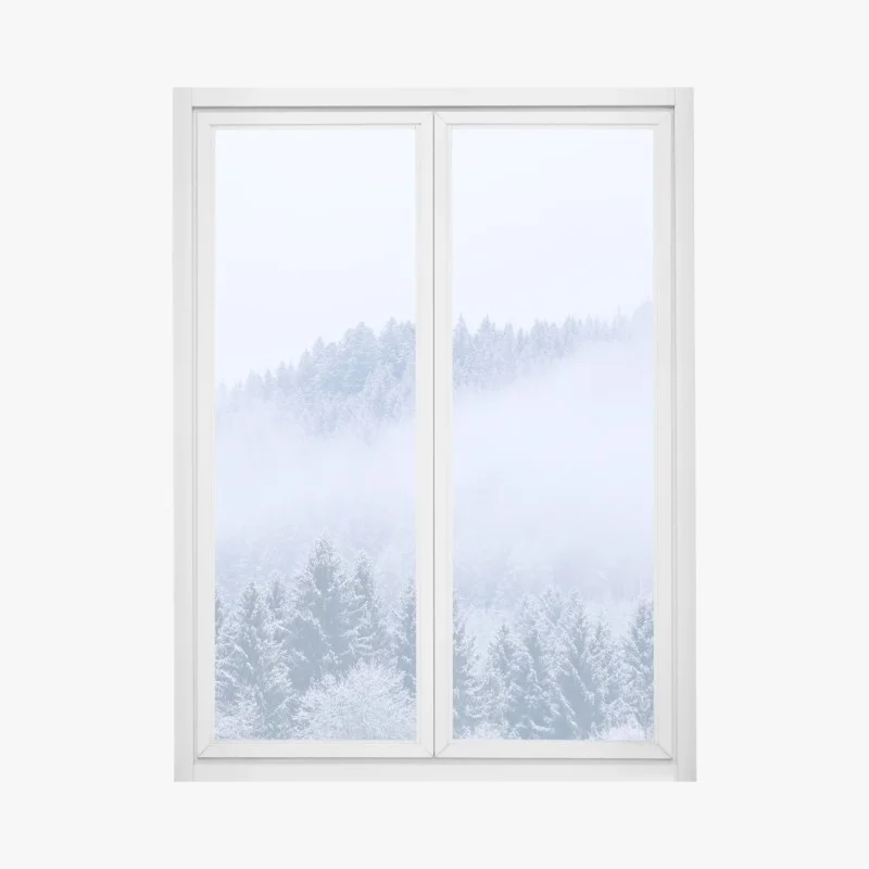 Pegatina para ventana bosque invernal en niebla, Alemania