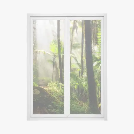 Pegatina para ventana amanecer en la selva tropical – Pixers®