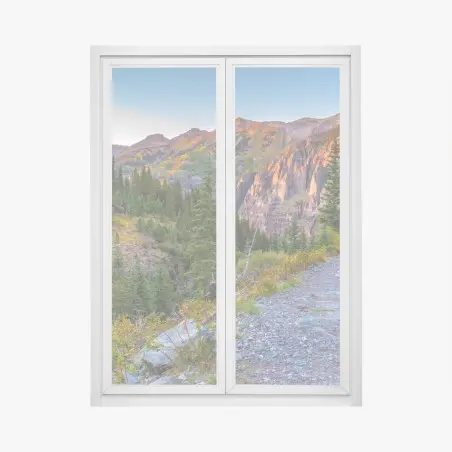 Pegatina para ventana sendero montañoso al atardecer entre acantilados – Pixers®