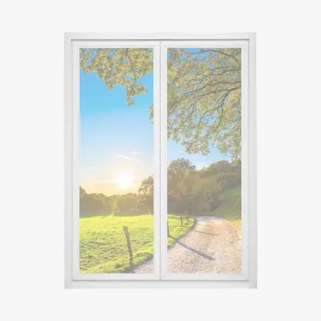 Pegatina para ventana sendero al atardecer en el campo – Pixers®