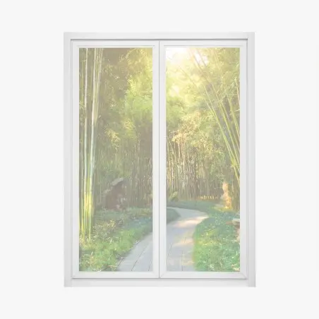 Pegatina para ventana sendero sereno entre bambús al amanecer – Pixers®