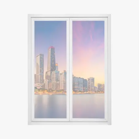 Pegatina para ventana puesta de sol sobre el skyline de Chicago – Pixers®
