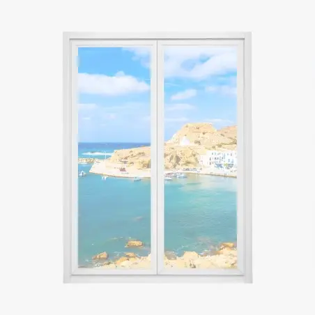 Pegatina para ventana vista costera de Finiki en Karpathos – Pixers®