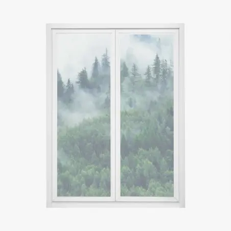 Pegatina para ventana bosque en la niebla, calma montañosa – Pixers®