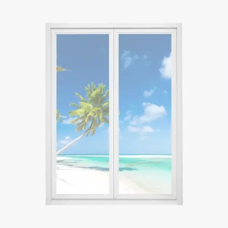 Pegatina para ventana paraíso tropical con palmeras – Pixers®
