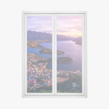 Pegatina para ventana puesta de sol sobre Queenstown: panorama aéreo – Pixers®