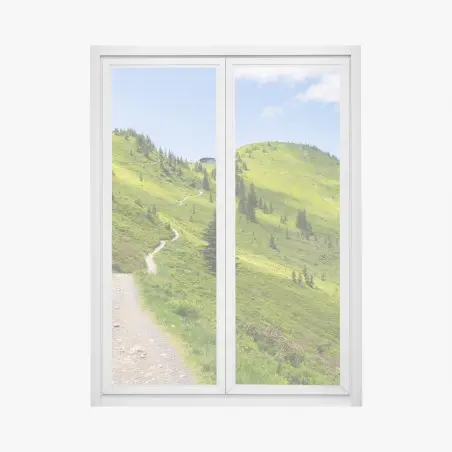 Pegatina para ventana sendero entre colinas verdes – Pixers®