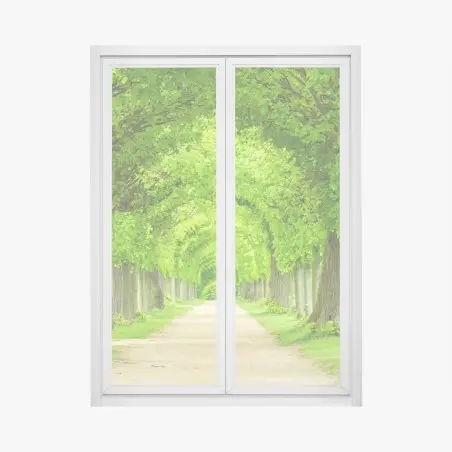 Pegatina para ventana túnel verde de árboles en perspectiva – Pixers®