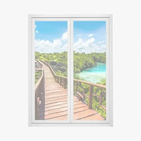 Pegatina para ventana pasarela hacia el paraíso tropical – Pixers®