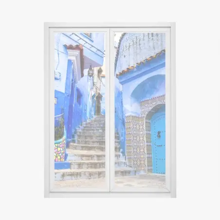 Pegatina para ventana calle azul de Chefchaouen – Pixers®
