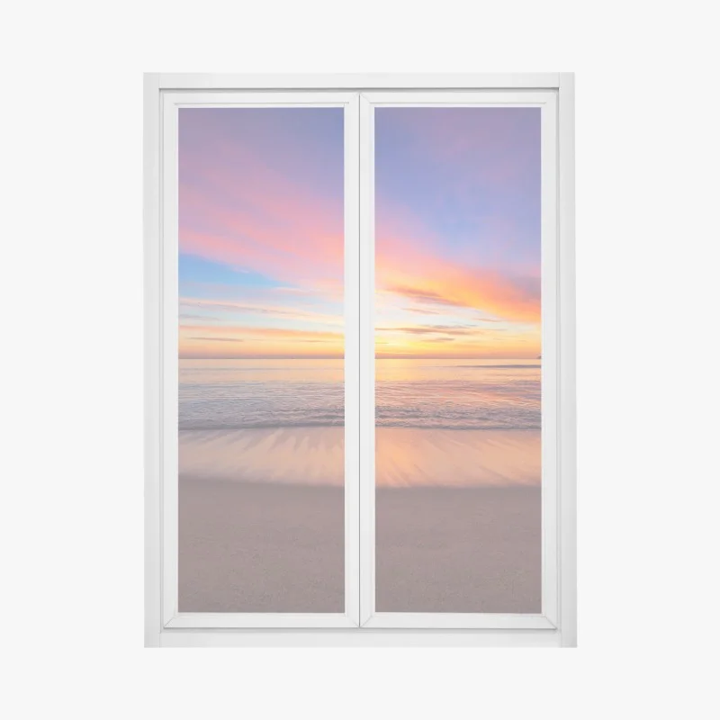 Pegatina para ventana amanecer sobre el mar colores del horizonte