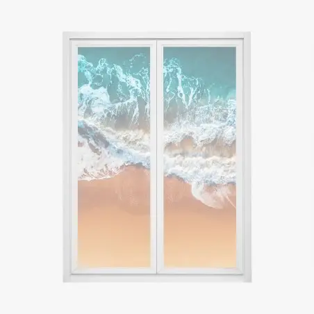 Pegatina para ventana olas aéreas sobre la playa – Pixers®