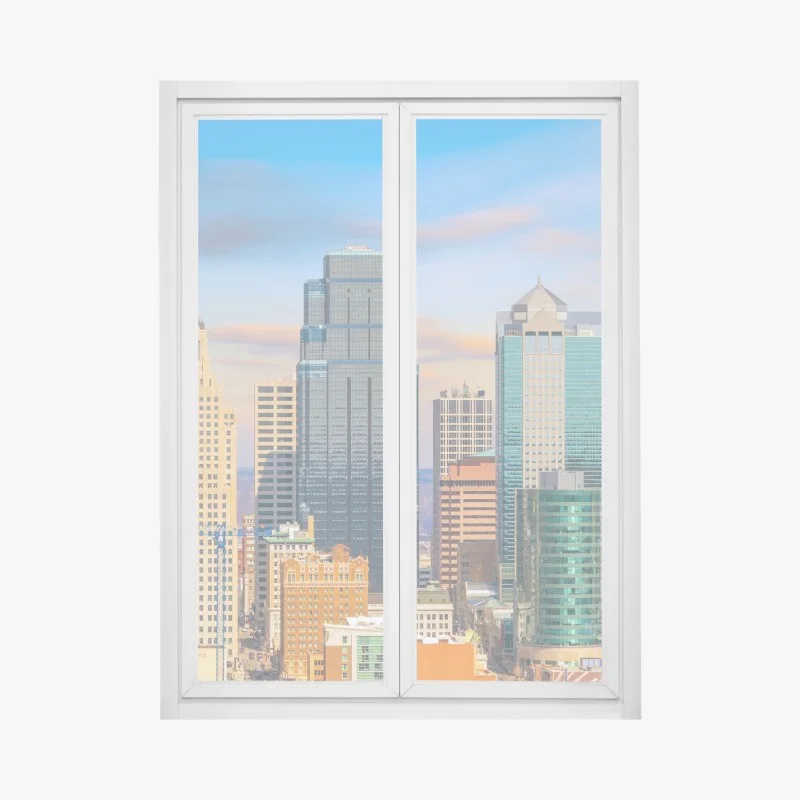 Pegatina para ventana amanecer sobre el skyline de Kansas City