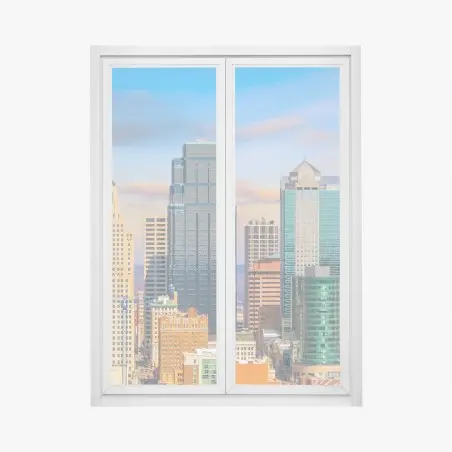 Pegatina para ventana amanecer sobre el skyline de Kansas City – Pixers®