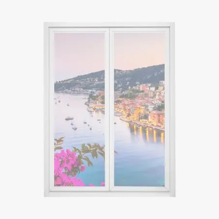Pegatina para ventana atardecer en Villefranche-sur-Mer, costa de ensueño – Pixers®