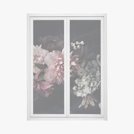 Pegatina para ventana composición floral nocturna en tonos suaves – Pixers®