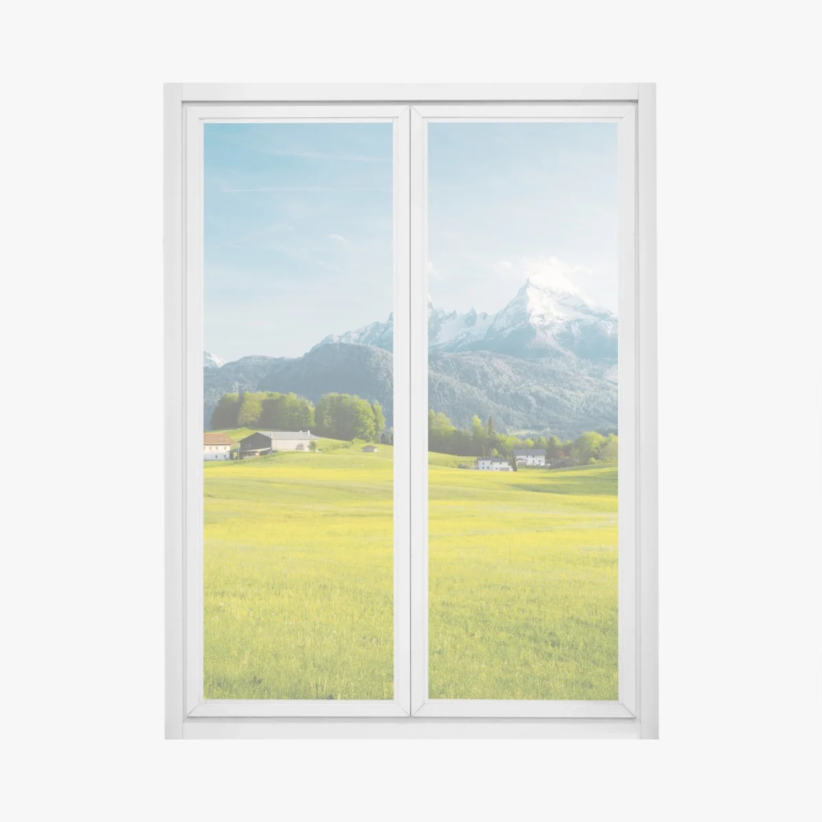 Pegatina para ventana serenidad alpina: pradera y cumbres nevadas – Pixers® Pegatina para ventana serenidad alpina: pradera y cumbres nevadas – Pixers®