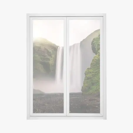Pegatina para ventana cascada majestuosa de Skogafoss, Islandia – Pixers®