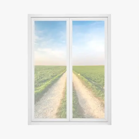 Pegatina para ventana camino rural hacia el horizonte entre campos verdes – Pixers®