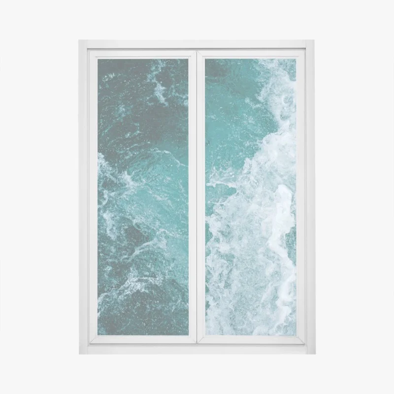 Pegatina para ventana abstracción oceánica turquesa