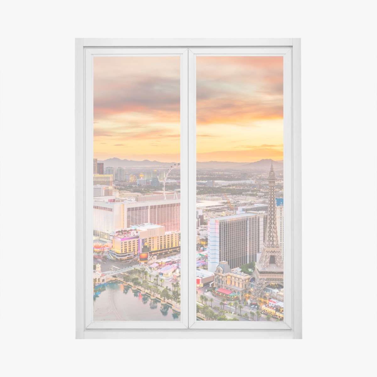 Pegatina para ventana vibrante skyline de Las Vegas al atardecer – Pixers®