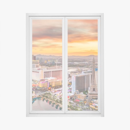 Pegatina para ventana vibrante skyline de Las Vegas al atardecer – Pixers®